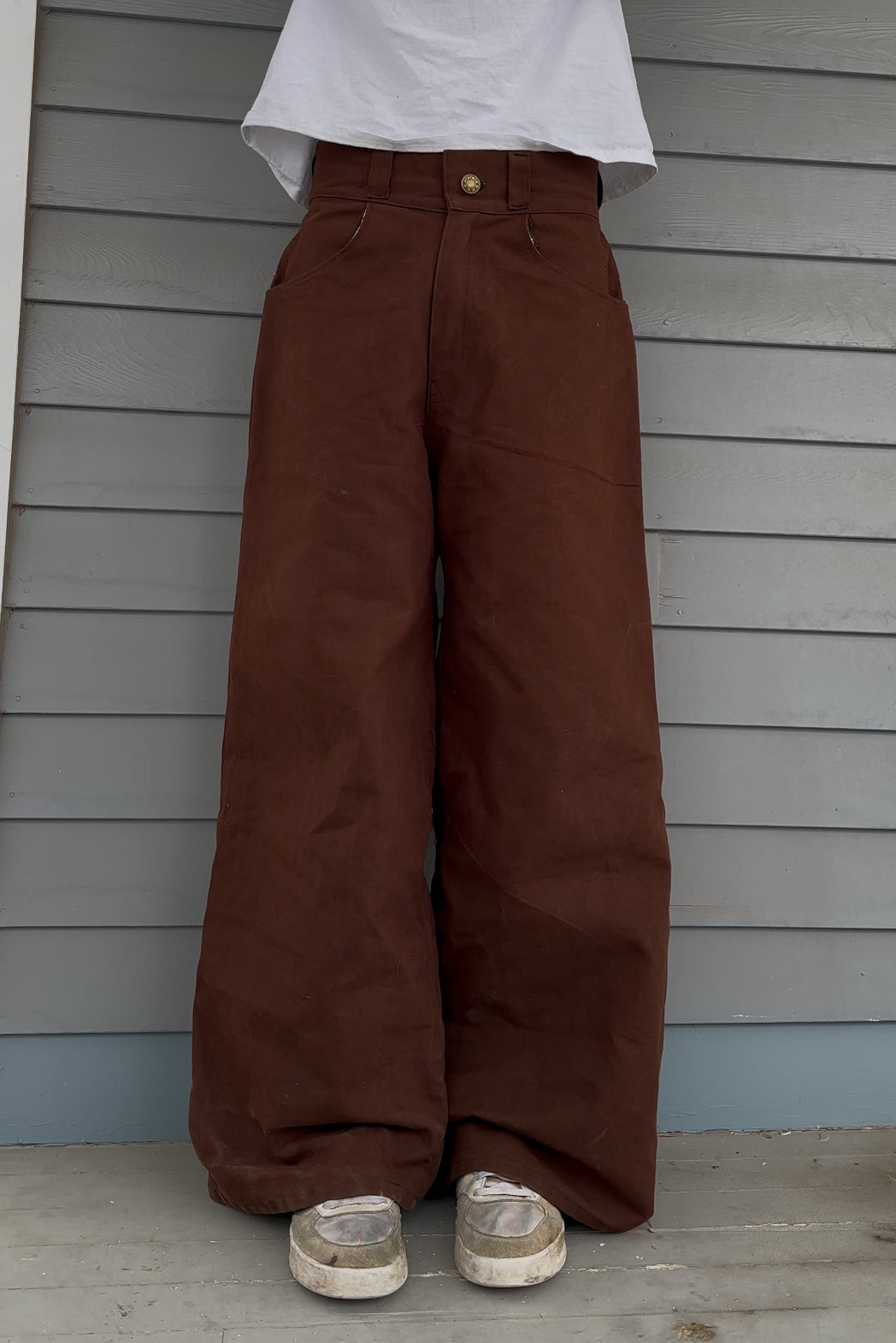 Brown Waxed Pants