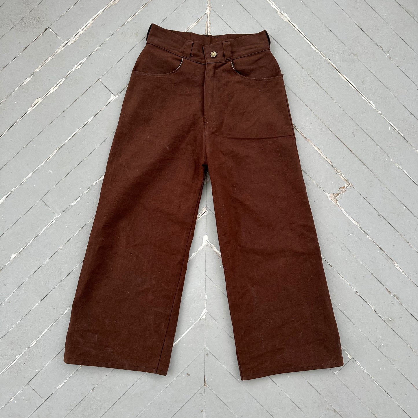 Brown Waxed Pants